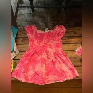 Girls pink tie dye top -small